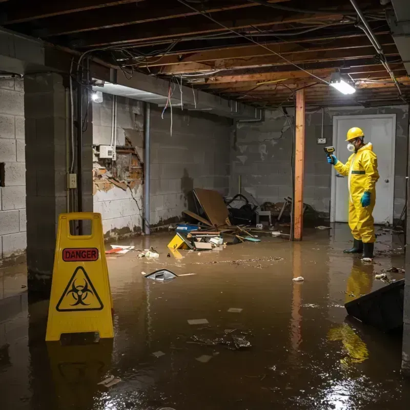 Flooded Basement Electrical Hazard in Marshall, MO Property